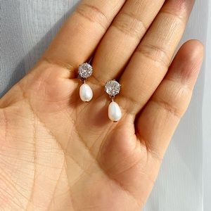 Dainty Handmade Pretty Feminine Freshwater Pearl Stainless Steel Drop Earrings